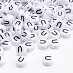 100Pcs Letter Beads 4x7mm White Round Acrylic Alphabet Beads Letter U Beads for Jewelry Making DIY Bracelets Necklaces Key Chains - color: U 100Pcs