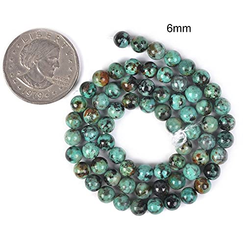 Natural A Grade African Turquoise 6mm Gemstone Round Loose Beads Strand for DIY Bracelet Necklace Jewelry Making Bead - color: A Grade African Turquoise, size: 6mm