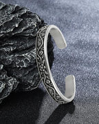Stainless Steel Cuff Bracelet,Retro Gothic Punk Biker Cool Open Adjustable Cuff Bangle Bracelets Jewelry for Men Silver - style: Retro Flowers