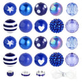 35 Pcs Chunky Bubblegum Beads 20mm Focal Pen Large Rhinestone Pearl Bead with Rhinestone Large Hole European Spacer Bead for DIY Beadable Pen Jewelry Making Keychain Craft Making(Deep Blue) - color: Deep Blue