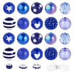 35 Pcs Chunky Bubblegum Beads 20mm Focal Pen Large Rhinestone Pearl Bead with Rhinestone Large Hole European Spacer Bead for DIY Beadable Pen Jewelry Making Keychain Craft Making(Deep Blue) - color: Deep Blue