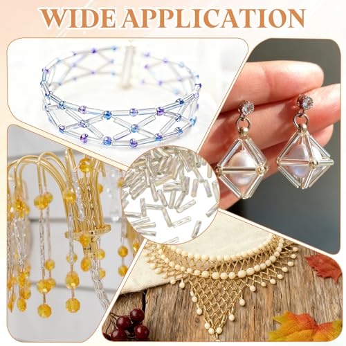 uxcell 1500Pcs Glass Bugle Seed Beads, 6x2mm Mini Long Tube Seed Beads Tube Loose Glass Seed Spacer Bead for DIY Earring Bracelets Necklace Jewelry Making Embroidery, Iridescent Silver - color: Iridescent Silver