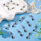 FASHEWELRY 15Pcs Crystal Rhinestone Heart Pendants, Hollow Heart Alloy Dangle Charms Black Glass Love Charms Platinum for DIY Valentine's Day Necklace Earring Jewelry Making - color: Heart-Black