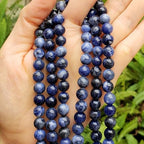 90pcs Adabele Natural Blue Sodalite Healing Gemstone 4mm (0.16 inch) Small Round Beads Gem Stone Spacer for DIY Craft Jewelry Making GY6-4 - color: Sodalite, size: 4mm (90pcs/1 Strand)
