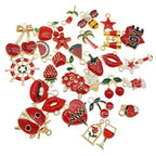 30pcs Mixed Enamel Charms Pendants for Jewelry Making Bulk lot Necklace Earrings Bracelet Craft Findings - color: Red