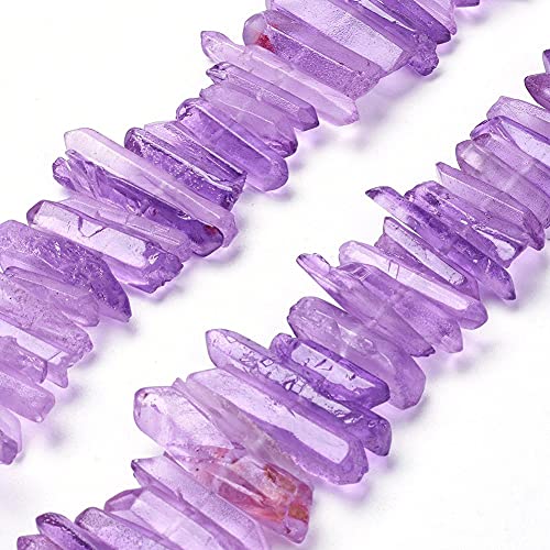 FASHEWELRY 1 Strand Natural Quartz Crystal Points Loose Beads Dark Orchid Flat Heishi Gemstone Loose Beads for DIY Jewelry Making - color: Dark Orchid