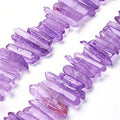 FASHEWELRY 1 Strand Natural Quartz Crystal Points Loose Beads Dark Orchid Flat Heishi Gemstone Loose Beads for DIY Jewelry Making - color: Dark Orchid