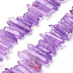 FASHEWELRY 1 Strand Natural Quartz Crystal Points Loose Beads Dark Orchid Flat Heishi Gemstone Loose Beads for DIY Jewelry Making - color: Dark Orchid