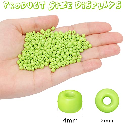 2200pcs Glass Seed Beads Bulk, 4mm 6/0 Pony Beads Bulk for Jewelry Making Mini Spacer Beads Loose Beads Craft Small Glass Seed Beads for DIY Bracelet Wrist (Grass Green) - color: Grass Green