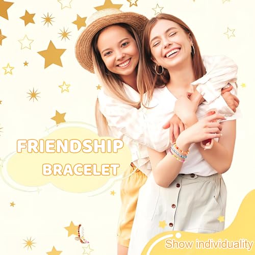 iumulinrui Friendship Bracelet Kit Concert Bracelets Merch, 5200 Pcs Clay Beads Bracelet Making Kit Tricolor Letter Bead, Jewelry Set with Pendant, DIY Craft Gifts Suitable for Beginners - color: Yellow