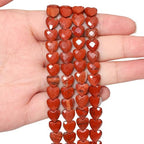22pcs Faceted Heart Stone Beads Natural Redstone Bead 8mm Crystals and Healing Stones for Jewelry Making Supplies,Friendship Bracelet Kit,Love Gifts - color: Redstone