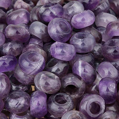 TUMBEELLUWA 40pcs Crystal Stone Large Hole Beads for Jewelry Making Macrame Beads for Hair Braids(14mmx8mm), Opalite + Indian Agate + Amethyst + Green Aventurine - color: #1 Green+Purple+White+Other