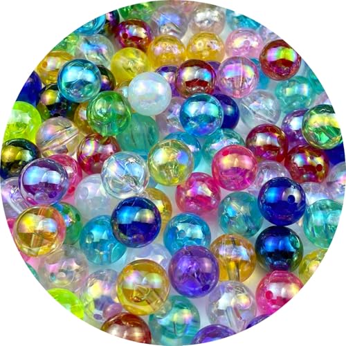 Jmassyang 100 Pieces 12mm Glossy Acrylic Round Beads AB Color Spacer Bubble Bead Plastic Crafts Bead for DIY Necklaces Bracelets Earrings Jewelry Making (Mixed Colors) - color: Mixed Colors, size: 12mm
