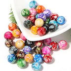 200PCS Acrylic Crystal Beads for Jewelry Making Round Loose Beads Charms Ink Patterns for Bracelets Earring Necklace Rings Adults Beading DIY Art Craft Projects Decor Birthday Gifts (12mm) - size: 12mm