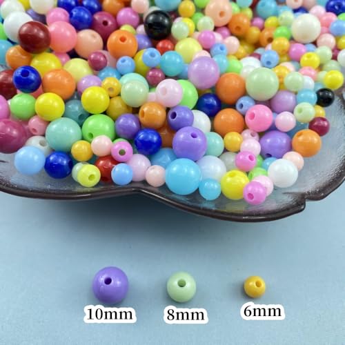 1000pcs Acrylic Round Beads 6mm Round Spacer Plastic Pastel Beads Craft Beads with Hole for DIY Bracelet Necklace Jewelry Making Supplies Handmade Craft(Gold Yellow) - color: Gold Yellow, size: 6mm