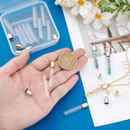 PH PandaHall 16 pcs 30mm Clear Glass Bottles Hanging Tube Wish Bottles with Golden/Silver Metal Caps for Necklace Pendant Jewelry Making, (NOT SCREWABLE, Need Glue ON)