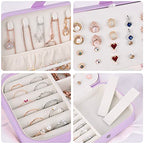 jiemei Jewelry Box, Travel Jewelry Organizer Cases with Doubel Layer for Women’s Necklace Earrings Rings and Travel Accessories (Purple) - color: Purple