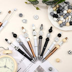 Colarr 24 Sets Plastic Beadable Pens DIY Pens Making Kit Assorted Wood Beads Crystal Spacer Black Ink Ballpoint for Women Crafts Office Family Gifts(Gnome) - style: Gnome