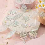 Dazzling Colorful Filigree Charms Hollow Out Multicolor Geometric Filigree Pendants for DIY Jewelry Making Earrings Necklaces Components - color: Leaf