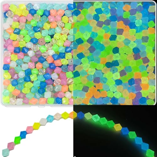 750Pcs Luminous Crystal Faceted Rondelle Beads Glow in The Dark Beads for Bracelets Jewelry Making Mix Colors Plastic UV Beads Color Changing Beads Bulk for DIY Craft Necklace (8mm Rondelle Beads) - color: Mixed Colors 8mm Rondelle Beads