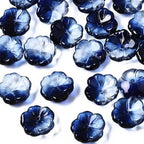 KISSITTY 100pcs Flower Glass Beads Dark Blue Crystal Aesthetic Flowers Drilled Bead Caps Charm Spacers for DIY Necklaces Earrings Bracelets Jewelry Craft Making for Women - color: Dark Blue