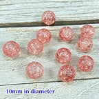 100pcs Crackle Glass Beads 10mm Round Crystal Glass Spacer Crafts Beads for Jewelry Making Necklace Bracelet Earrings DIY Crafts(Peach) - color: Peach, size: 10mm