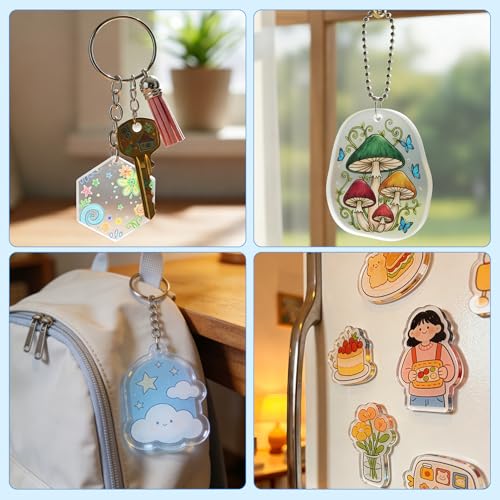 Auihiay 178 PCS Shrinky Paper Keychain Kit for Mother's Day, 25 PCS Shrinky a Dink Sheets with Hole Punch, Pencils, Keychains, Shrink Plastic Sheets for DIY Crafts for Adults and Teens - size: 178pcs