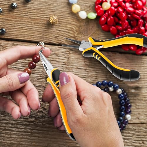 QWORK Jewelry Pliers Set, 8-Piece Mini Jewelry Making Tool Kit with Storage Bag, Flat Nose/Round Nose/Bent Nose, Wire Cutters, Crimping Pliers & End Nippers for Beading Crafting Repair