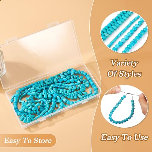 Craftdady 270Pcs Blue Turquoise Beads Teardrop Heart Column Bone Gemstone Beads Spacer Stone Bead Strands for Boho Crafts DIY Jewelry Making Supplies - color: Turquoise, 4 Shapes