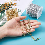 32.8 Feet Aluminum Curb Chains Gold Silver Twisted Links Cross Cable Chains with Spool Craftdady for Bracelet Necklace Earring Jewelry Making-2 Rolls, 10x6.5mm - color: Gold, Silver, 10x6.5mm