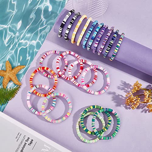 Ornaland Heishi Surfer Bracelets Set Polymer Clay Heishi Beads Stretch Bracelets Multi-Layer Stackable Friendship Bracelets Bohemia Summer Beach Jewelry for Women - color: Colorful-1
