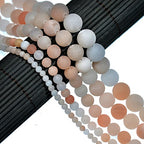 AD Beads Beautiful Natural Matte Gemstone Round Spacer Loose Beads 4-12mm (4mm, 21 Matte Pink Aventurine) - color: 21 Matte Pink Aventurine, size: 4mm