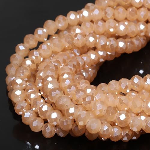 5 Strands 4mm 550PCS Champagne Color Crystal Beads, Song Xi Porcelain Jade Glass Beads for Jewelry Making, Gemstone for Necklace Earring, Arts and Crafts,DIY, and Craft Supplies - color: Champagne Color, size: 4mm(5 Strands)