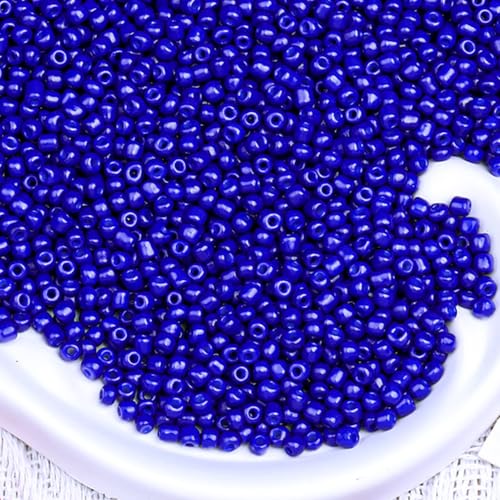 2000pcs Glass Seed Beads Bulk, 4mm 6/0 Mini Pony Spacer Small Individual Color Seed Beads for DIY Bracelet Necklaces Wrist Jewelry Making, Dark Blue - color: Dark Blue