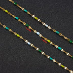 UMAOKANG 16.4 Feet Mixed Green Enamel Jewelry Making Chain Gold Plated Stainless Steel Chains Bulk on Spool - color: Gold-Green Colorful