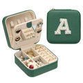 PATIKIL Travel Jewelry Case,A Initial Small Travel Jewelry Box Organizer Rings Earrings Storage Case Personalized Gifts for Women Girls Birthday Christmas Bridesmaid Gifts,Dark Green - style: A