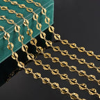 2 Meters Baroque Lip Chain for Jewelry Making Stainless Steel Bulk Chain Gold Plated Craft Chain Roll - color: Gold Lip