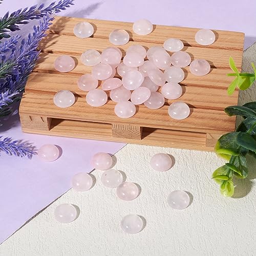 50Pcs 12mm Half Round Gemstone Cabochons Rose Quartz Dome Beads Flat Back Stone Cabochons No Hole Healing Power Stone Chakra Crystal Beads for Jewelry Making - color: Rose Quartz, size: 12mm