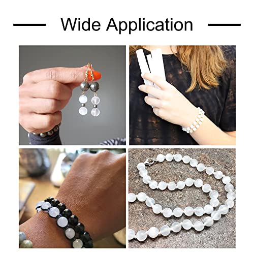 40Pcs 10mm Natural Selenite Stone Beads Round Gemstone Loose Beads Energy Healing Chakra Stone Charm Beads for Bracelet Necklace Jewelry Making DIY Crafts - color: 10mm-clear