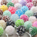 50pcs Acrylic Round Rhinestone Beads, 20mm, Chunky Bubblegum, for Jewelry Making, Large, 2.5mm Hole, 210.0g, 50 Pieces, Style-2 - color: style-2