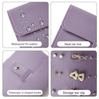 LAKE OF FIRE Earring Holder Organizer with Foldable Book Design Jewelry Book Organizer, Portable Pu Leather Travel Earring Case(Purple) - color: Purple