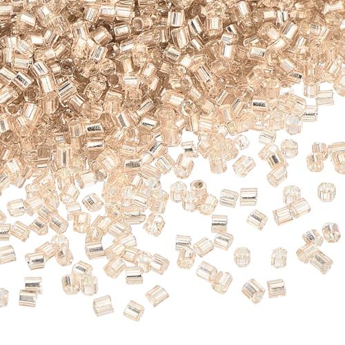 uxcell 1400Pcs Glass Bugle Beads, 1.5x1.5mm Tube Mini Loose Glass Seed Spacer Bead for DIY Earrings Necklaces Bracelets Jewelry Making (Silver-Champagne) - color: Silver-Champagne, size: 1.5x1.5mm