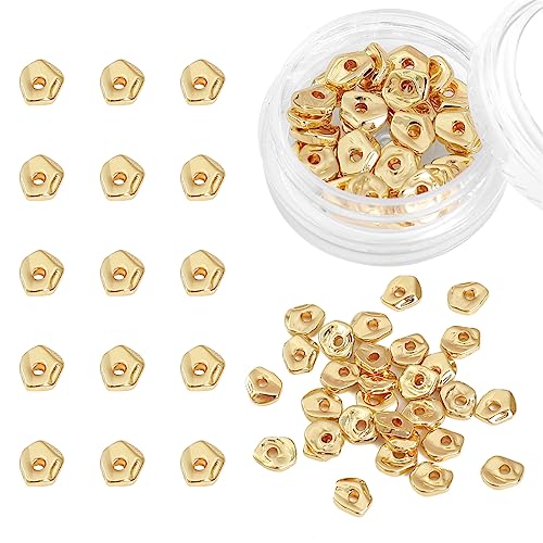 BEADIA 14K Gold Plated Irregular Spacer Beads 5x6mm 30pcs for Jewelry Making Findings Non Tarnish - color: 14K Gold, size: 5x6mm Irregular