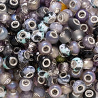 ZHIYUXI Black European Large Hole Beads Bulk for Jewelry Making 100PCS Spacer Glass Beads for Charms Bracelet Making Necklace Pens DIY Craft - color: E-Black Mix