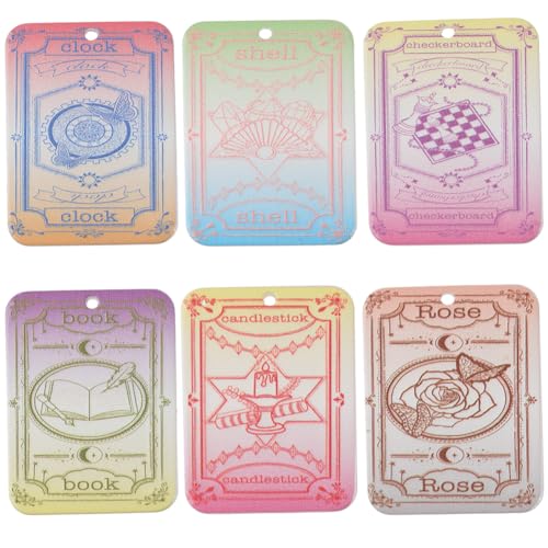 SUNNYCLUE 1 Box 24Pcs 6 Colors Tarot Card Charms Divination Charms Bulk Rectangle Plastic Magic Astrology Colorful Acrylic Card Pendants for Jewelry Making Halloween Necklace Bracelet Earrings DIY - style: Tarot 2