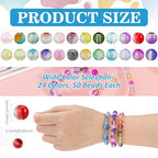 XSEINO 24 Colors 1200PCS Transparent Gradient Glass Beads Kit 6mm DIY Craft Glass Beads, Fit for Bracelets, Jewelry Making, Necklace - color: Gradient Series