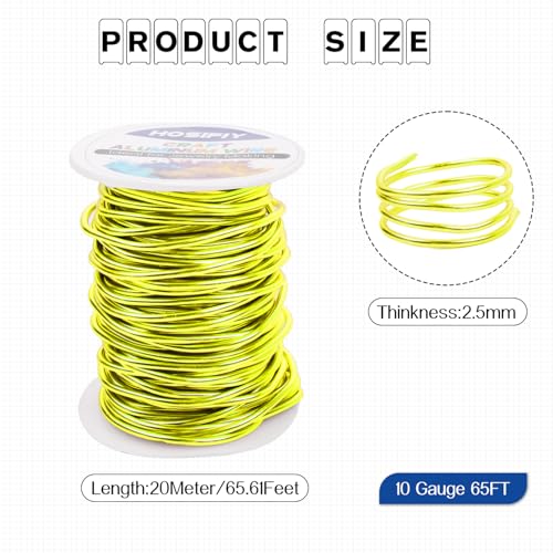 10 Gauge Aluminum Craft Wire, 2.5mm Jewelry Wire for Jewelry Making Supplies and DIY Metal Craft Art (Fluorescent Yellow, 65 Feet) - color: Fluorescent Yellow, size: 10Gauge 65FT