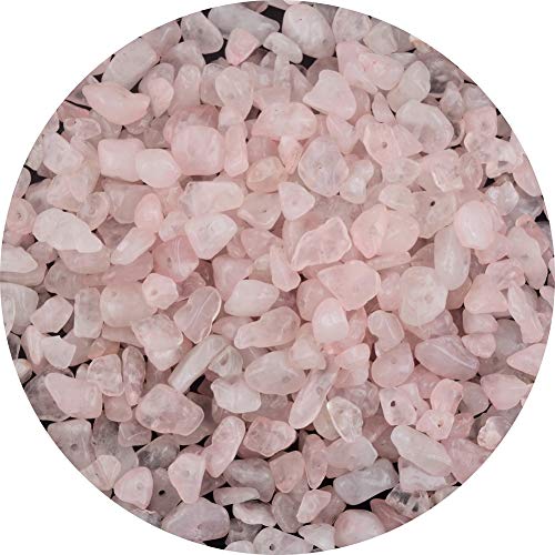 Natural Chip Stone Beads Rose Quartz 5-8mm About 400 Pieces Irregular Gemstones Healing Crystal Loose Rocks Bead Hole Drilled DIY for Bracelet Jewelry Making Crafting (5-8mm, Rose Quartz) - color: Rose Quartz