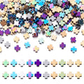 200 Pcs Hematite Cross Beads for Jewelry Making 3 mm Natural Hematite Beads Small Cross Crucifix Bracelet Charms Gemstone Round Loose Bead for Women Men Bracelet Jewelry Making - color: Hematite-Colorful