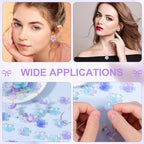 100pcs Cherry Blossom Beads, 5-Petal Gradient Acrylic Flower Beads, Mini Spacer Hair Accessories Halloween Christmas for Bracelets Earring Jewelry Making- Blue & Purple1 - color: Blue & Purple1
